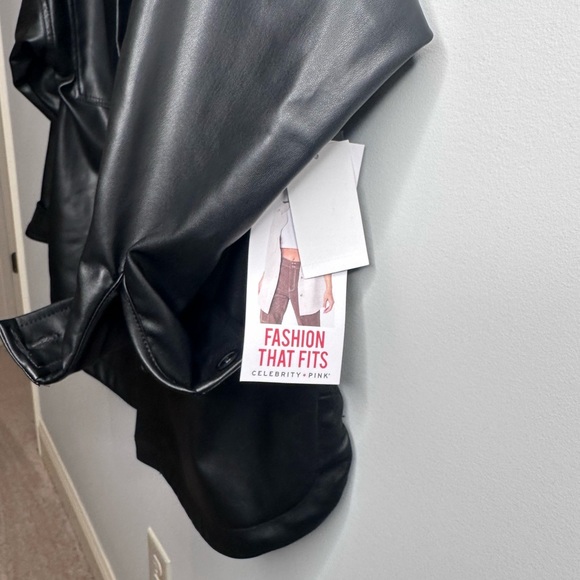 NWT Celebrity Pink Black Pleather Shacket Size XS - Picture 7 of 7